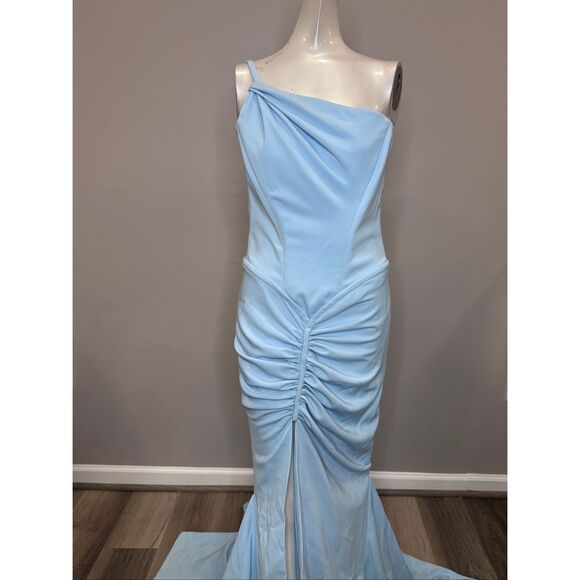 Atelier Prabal Gurung Scout One-Shoulder Stretch Crepe Slit-Front Gown US 4 $349 - Picture 7 of 12